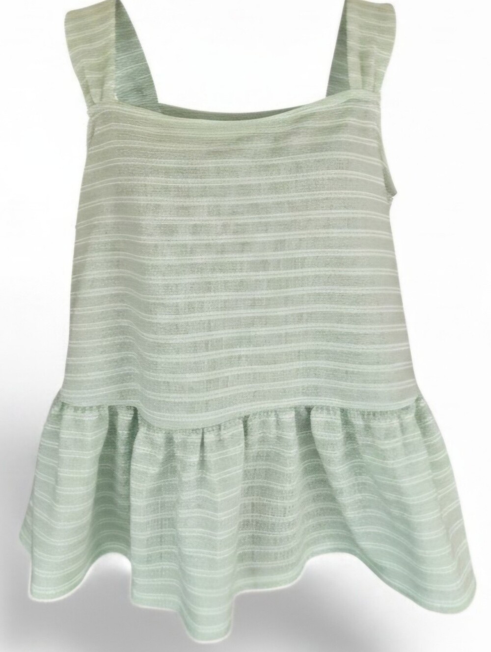 a.n.a A New Approach Green & White Striped Peplum Tank Size Large